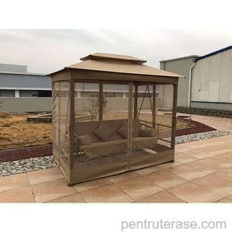 Balansoar lux Heaven pentru gradina terasa tesatura waterproof, copertina dubla, cadru otel vopsit electrostaticcurte,protectie insecte cu fermoar