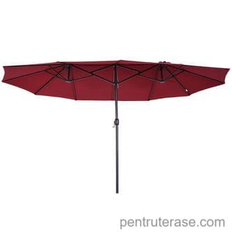 Umbrela de exterior terasa gradina curte balcon bar Outsunny, Manivela, 460x270x240cm, Rosu bordo