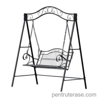 Balansoar hinta leagan de gradina, terasa curte metal, 164x100x203 cm, Negru