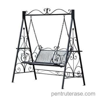 balansoar leroy merlin leagan curte gradina, metal fier 190x99x208 cm, Negru